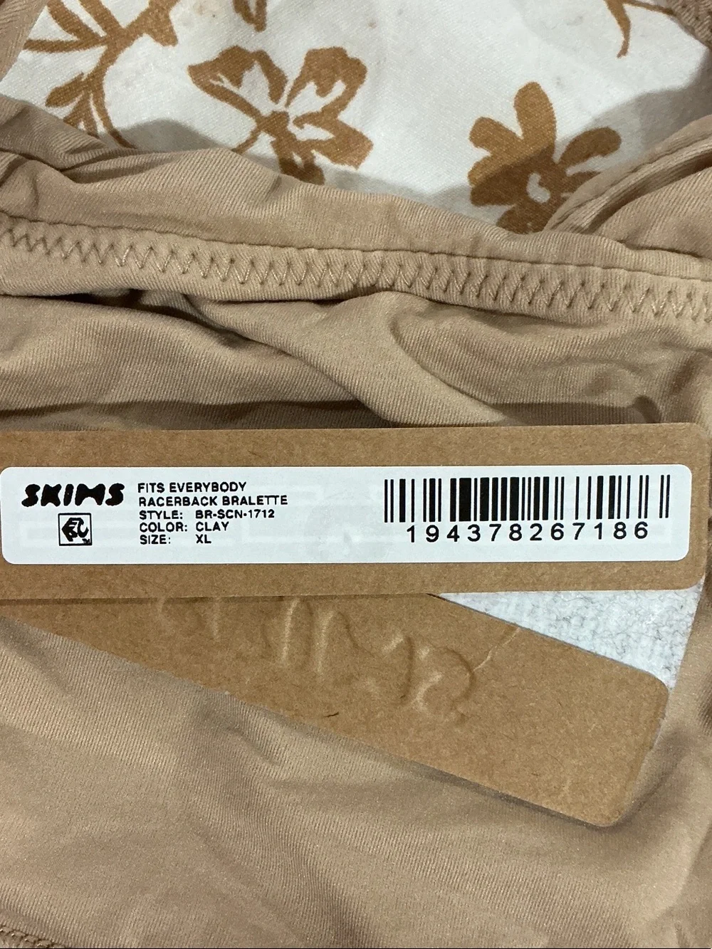SKIMS Fits everybody racerback bralette color clay XL NWT